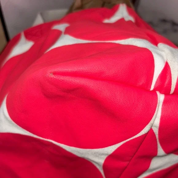 Kate Spade Red Circle Print Canvas Tote Bag with Leather Trim GUC - Picture 7 of 13